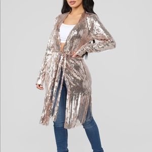 Rose gold long sequin duster